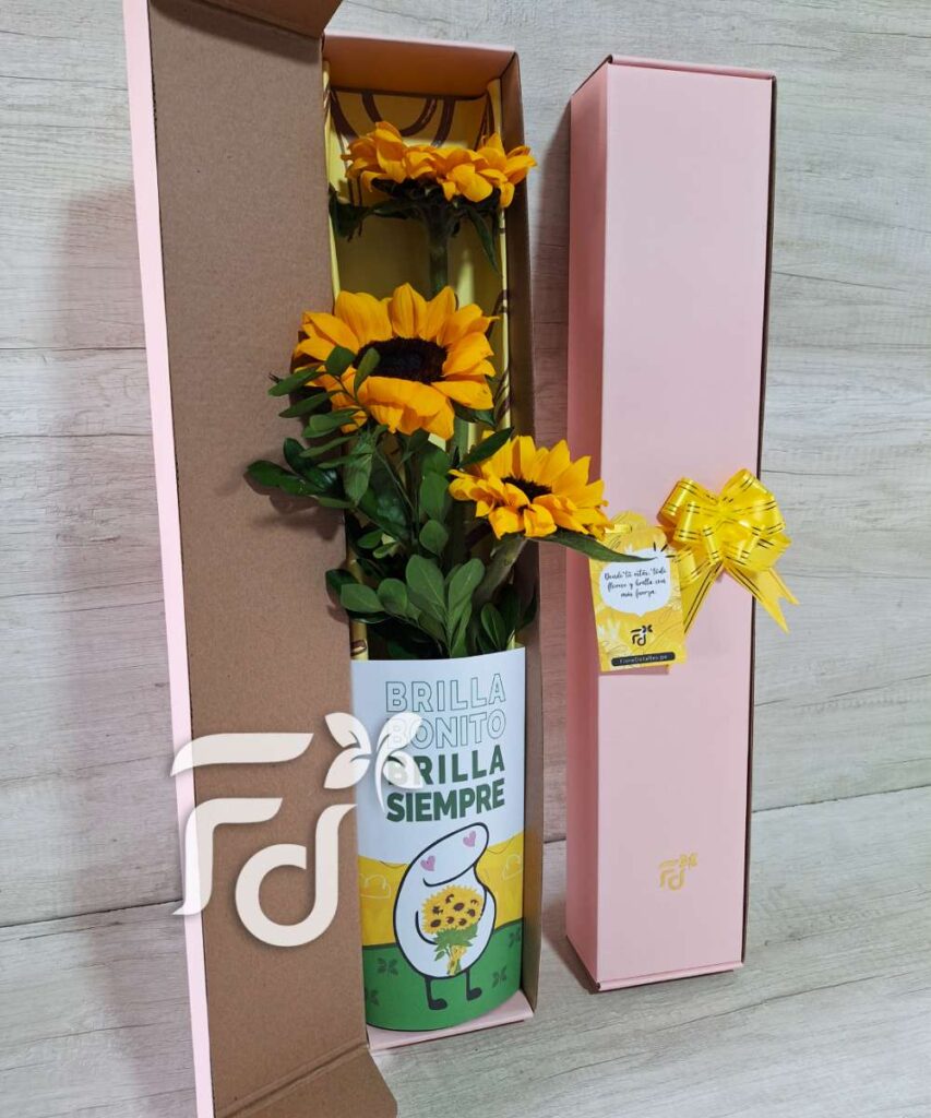 Caja de 3 Girasoles con Follaje cod: AF727